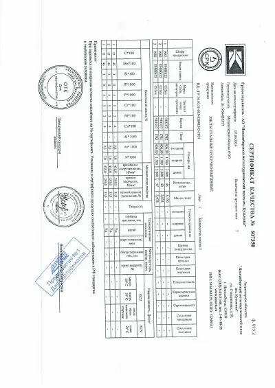 Сертификат Сертификаты на Просечно-вытяжной лист